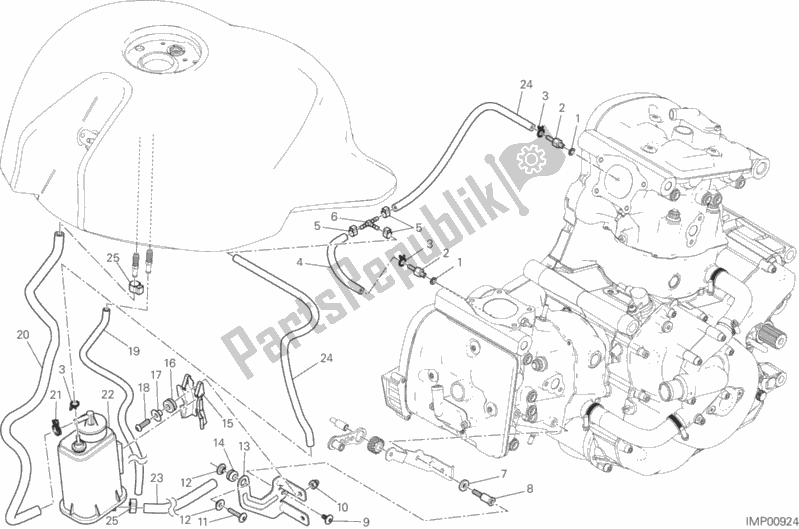 Todas as partes de Vasilha De Tubo De Ar Quente do Ducati Monster 821 USA 2016